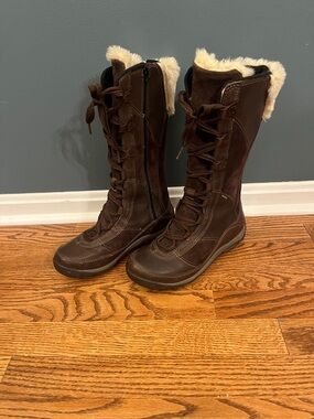 Merrell Prevoz Tall Lace Up Waterproof Leather Winter Boots Fur Primaloft US 6.5